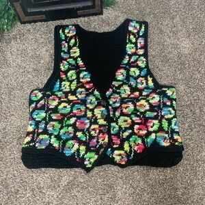 Vintage knit vest waistcoat grandmacore